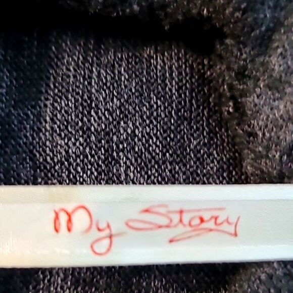 My Story Gray Sweater Dress with Aysemetrical Cowl Neck & Buttons, Size Medium - Picture 8 of 9